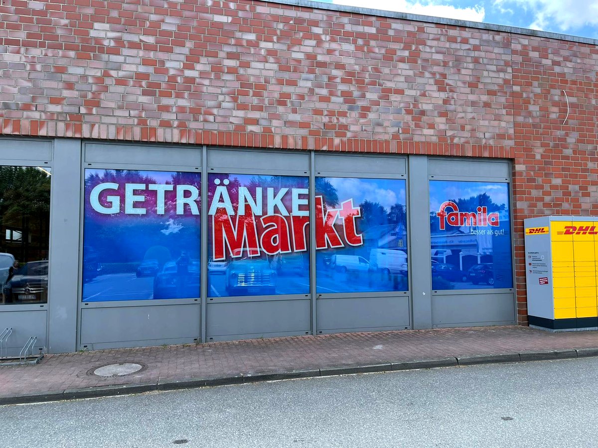 Schaufensterbeschriftung Getränkemarkt